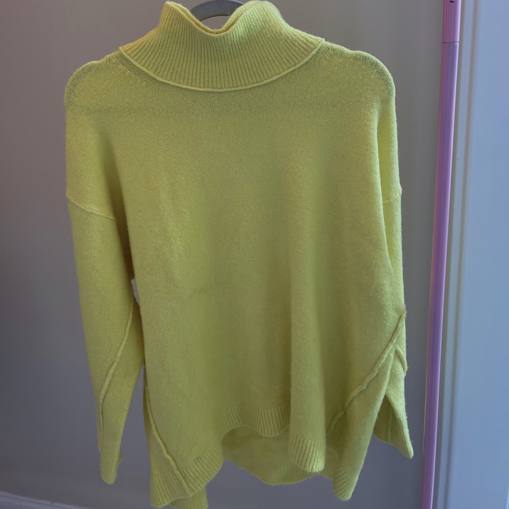 Neon Yellow Free People Turtleneck Sweater